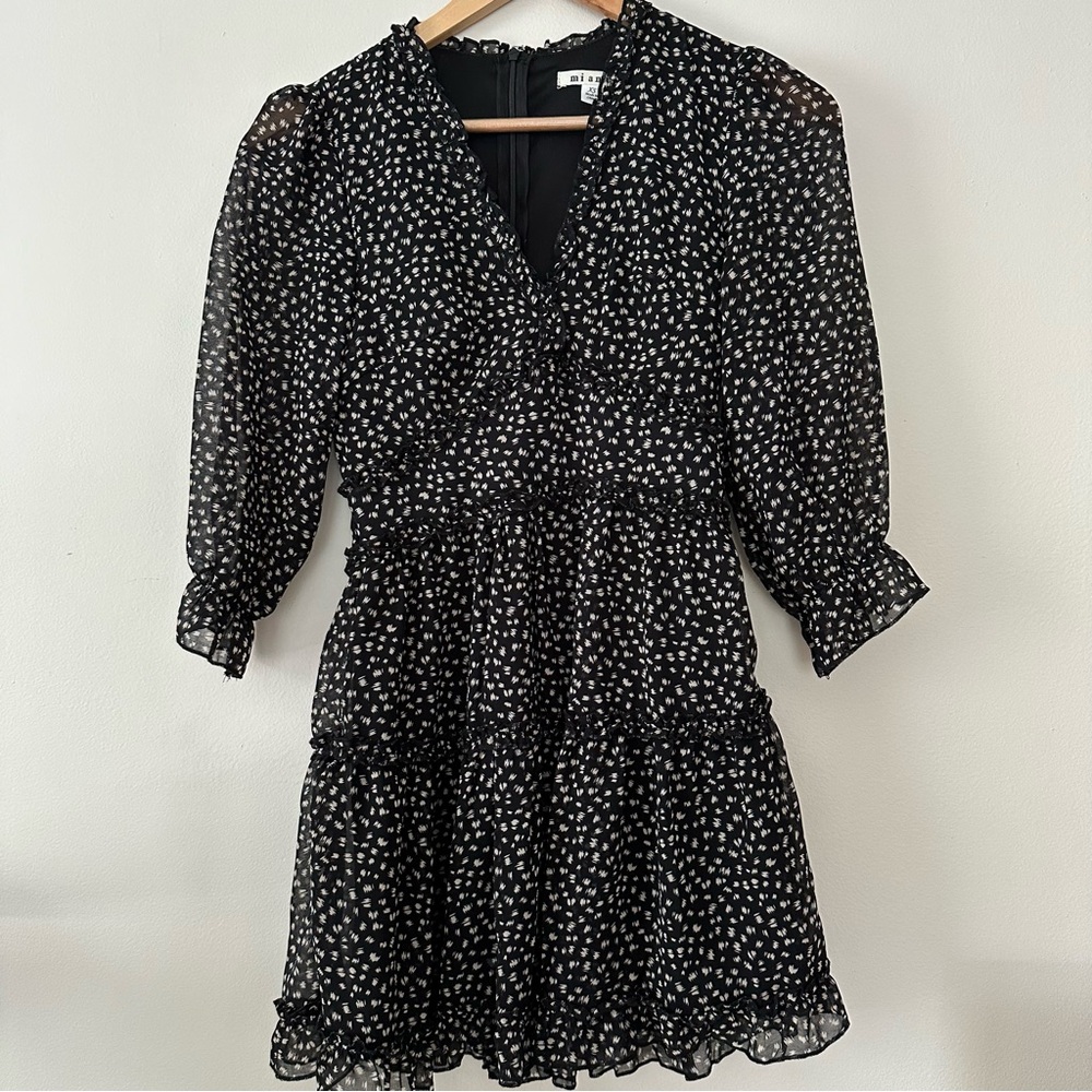 Miami black & tan ruffle dress